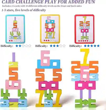 Premium Wooden Number Stacking Blocks for Kids