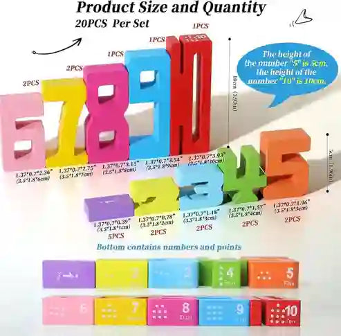 Premium Wooden Number Stacking Blocks for Kids