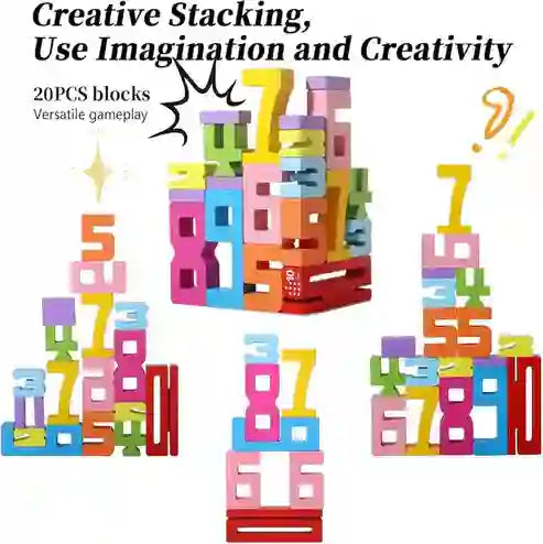 Premium Wooden Number Stacking Blocks for Kids