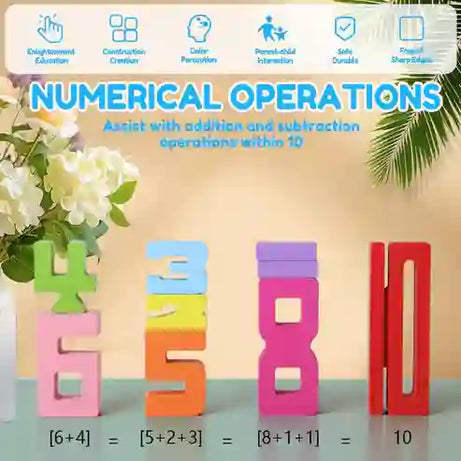 Premium Wooden Number Stacking Blocks for Kids