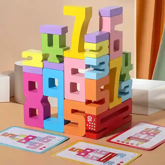 Premium Wooden Number Stacking Blocks for Kids