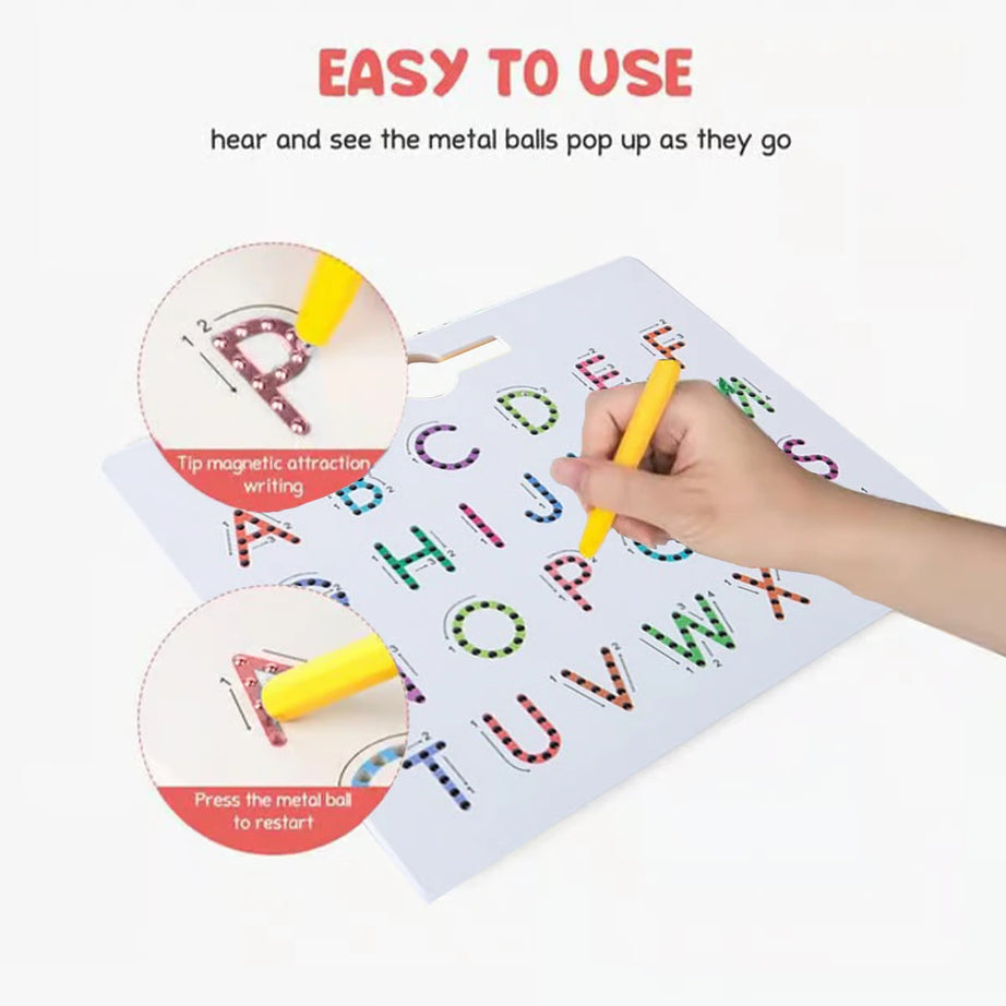 Magnetic Letter Tracing Board – Double-Sided  ABC and 123 Sensory Toy