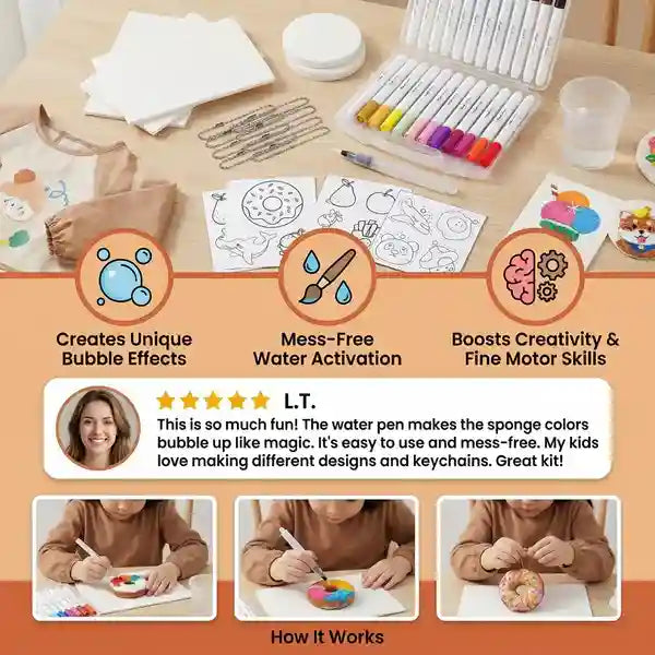 Creative Sponge Painting Art Set for Kids – DIY Bubble Effect Craft Kit