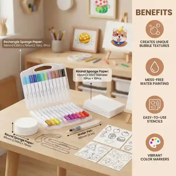 Creative Sponge Painting Art Set for Kids – DIY Bubble Effect Craft Kit