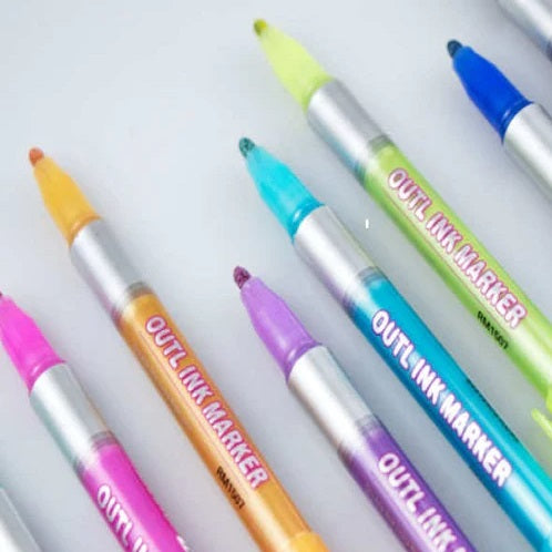 Color Double Highlighter Outline Pen Marker