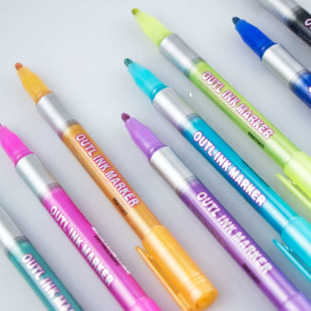 Color Double Highlighter Outline Pen Marker